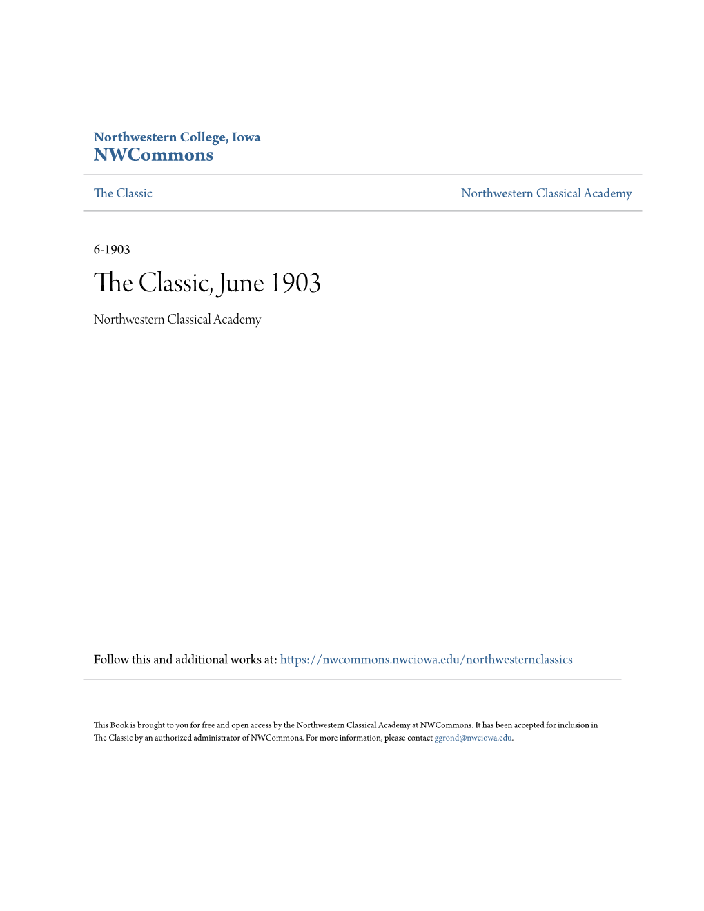 The Classic, June 1903