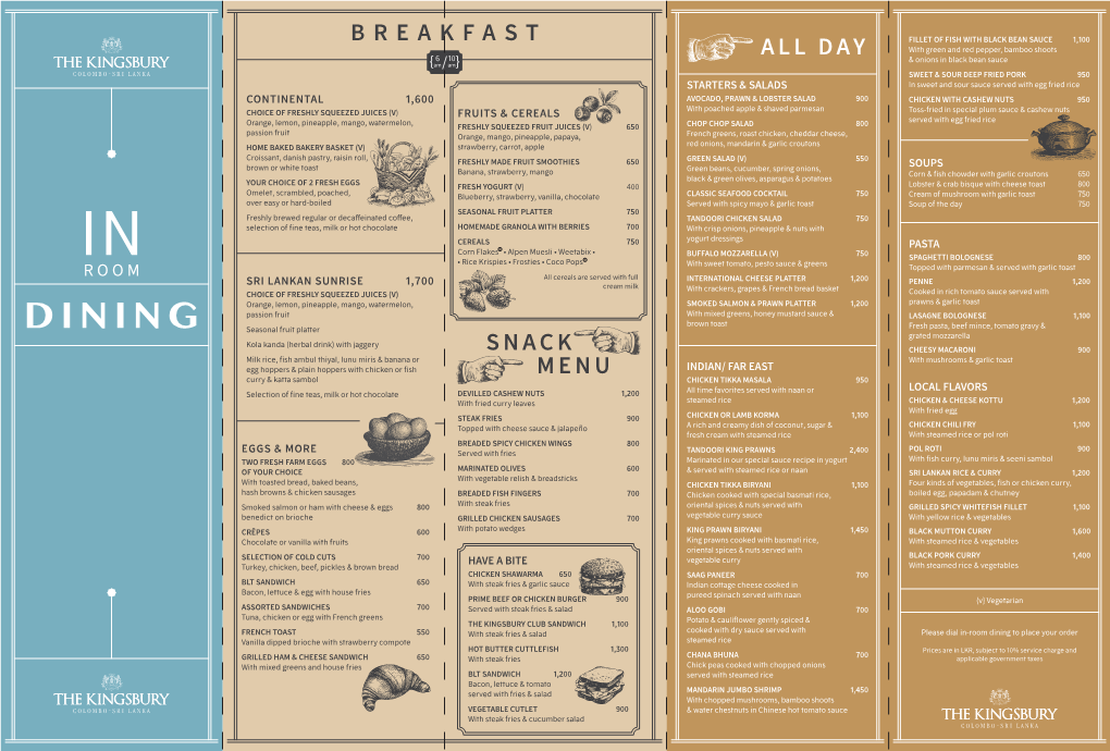 Inroom Dining Menu Revise