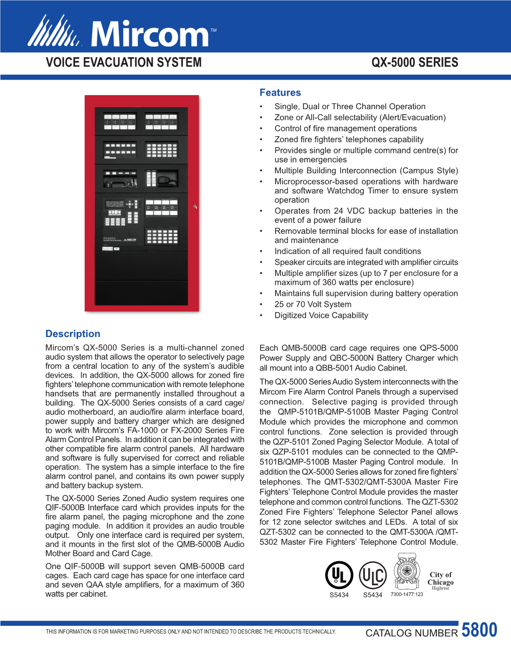 Voice Evacuation System Qx-5000 Series