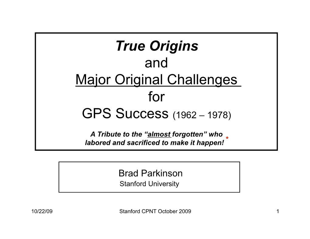 GPS Success (1962 – 1978)