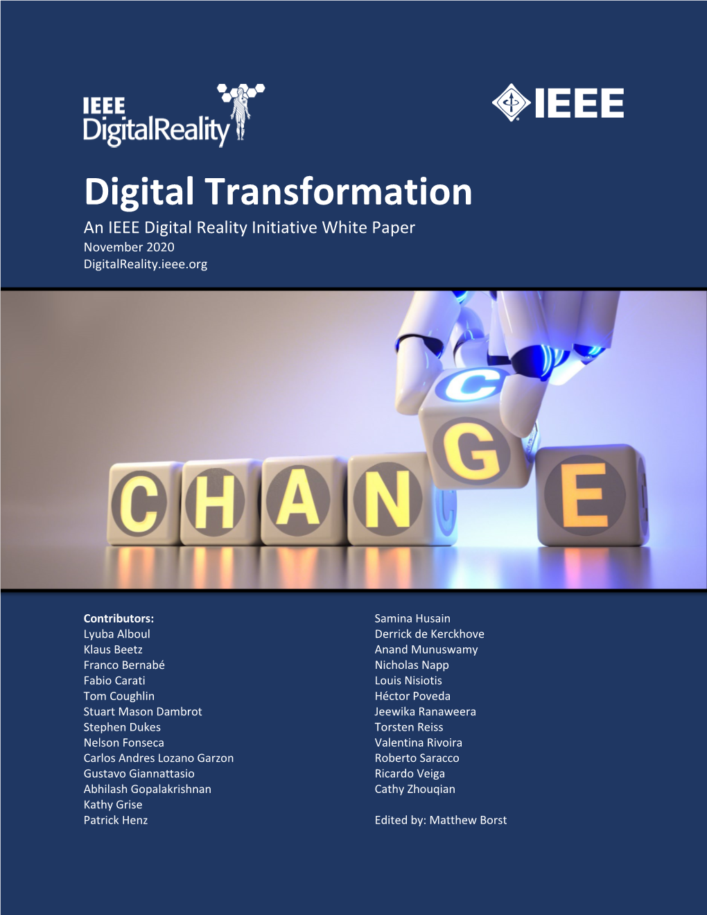 Digital Transformation an IEEE Digital Reality Initiative White Paper November 2020 Digitalreality.Ieee.Org