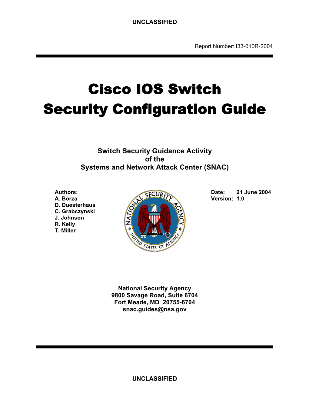 Cisco IOS Switch Security Configuration Guide