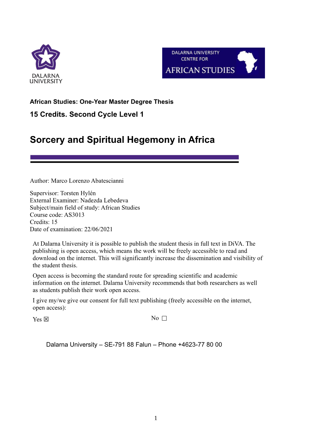 Sorcery and Spiritual Hegemony in Africa