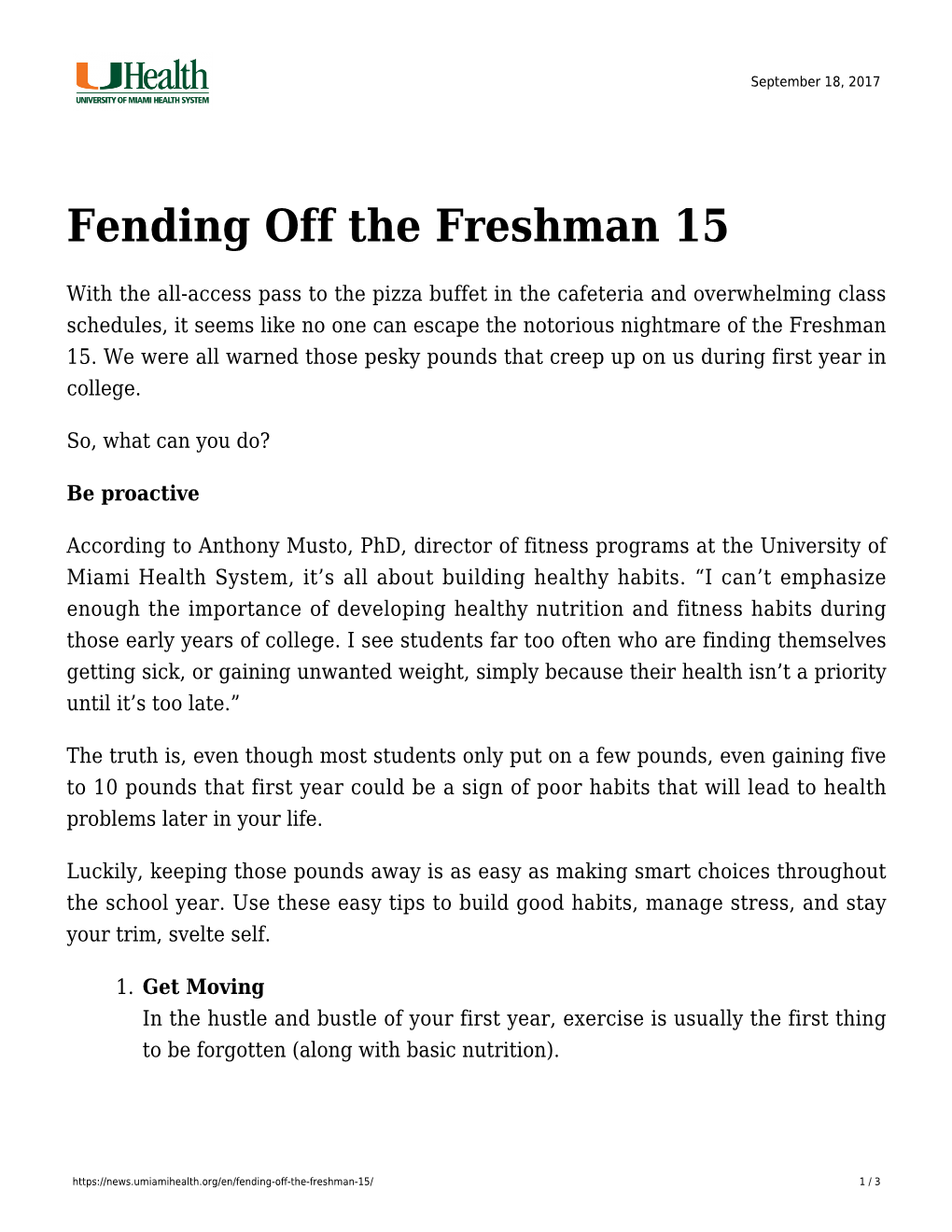 Fending Off the Freshman 15
