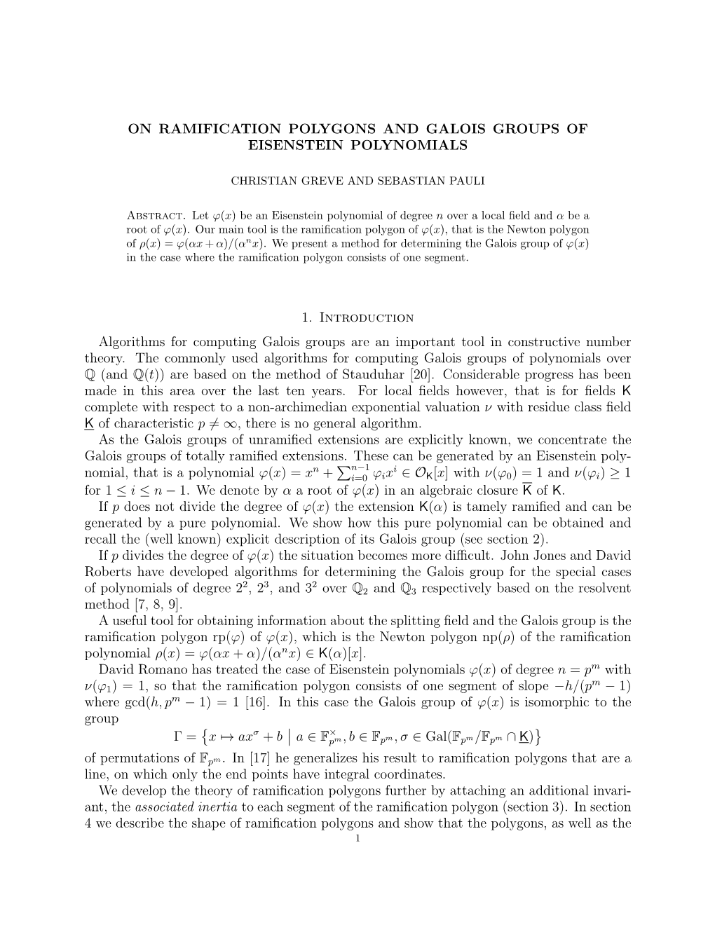 Galois Groups of Eisenstein Polynomials Whose Ramification
