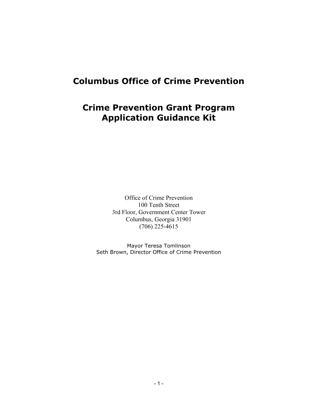 GOVERNOR S OFFICE of CRIME CONTROL & PREVENTION