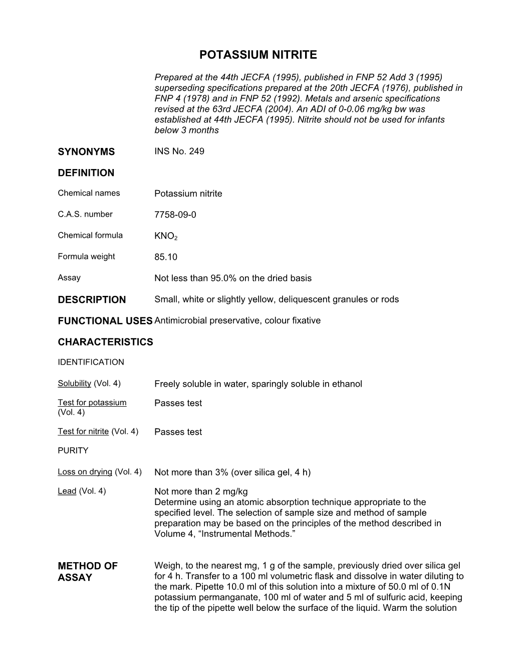 Potassium Nitrite