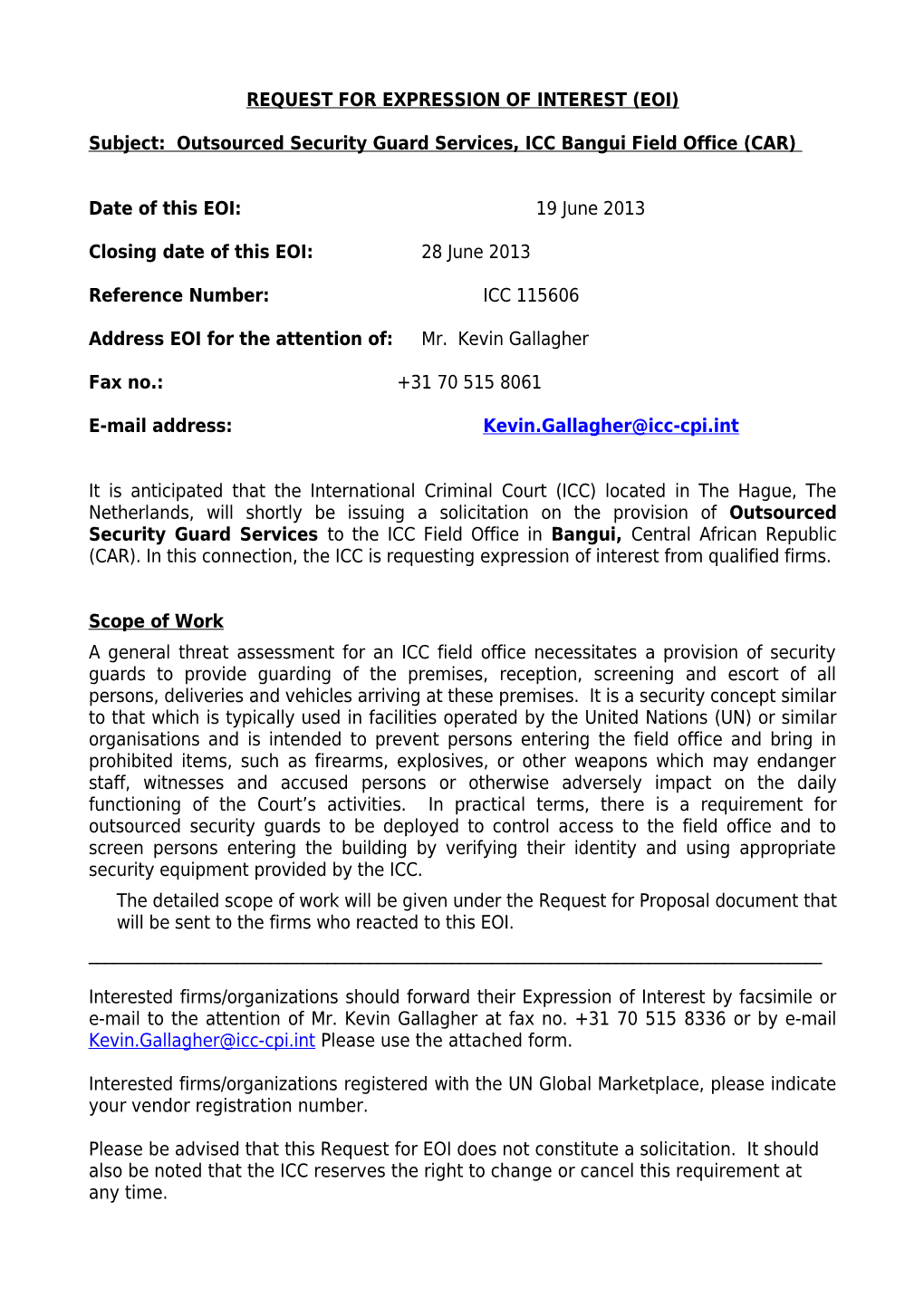 Request for Expression of Interest (Eoi) s3