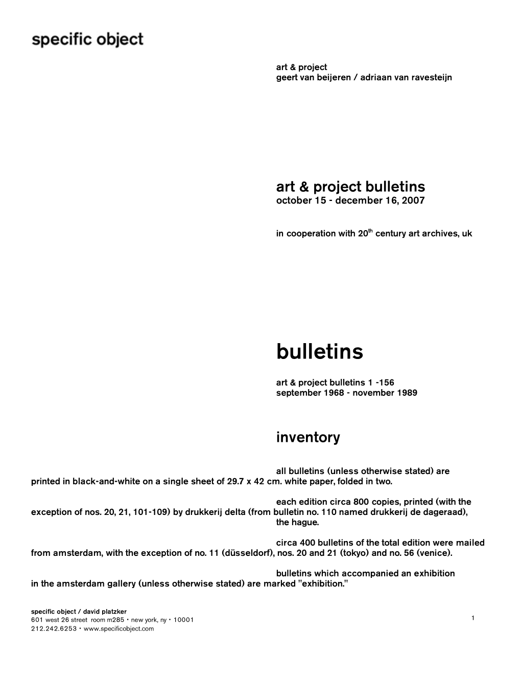 Art & Project Bulletins