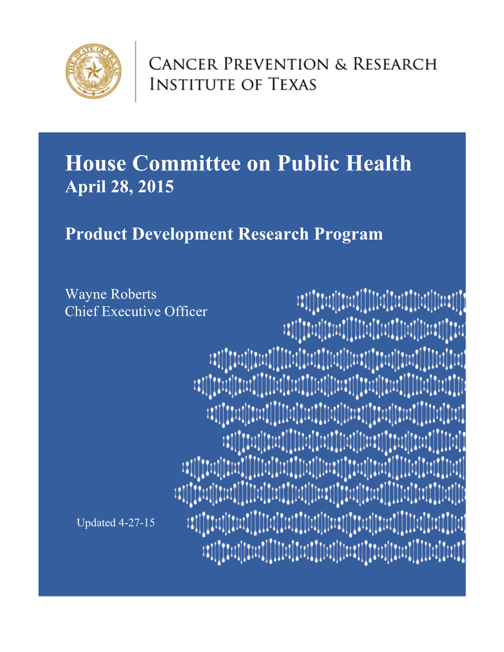 House Committee on Public Health April 28, 2015