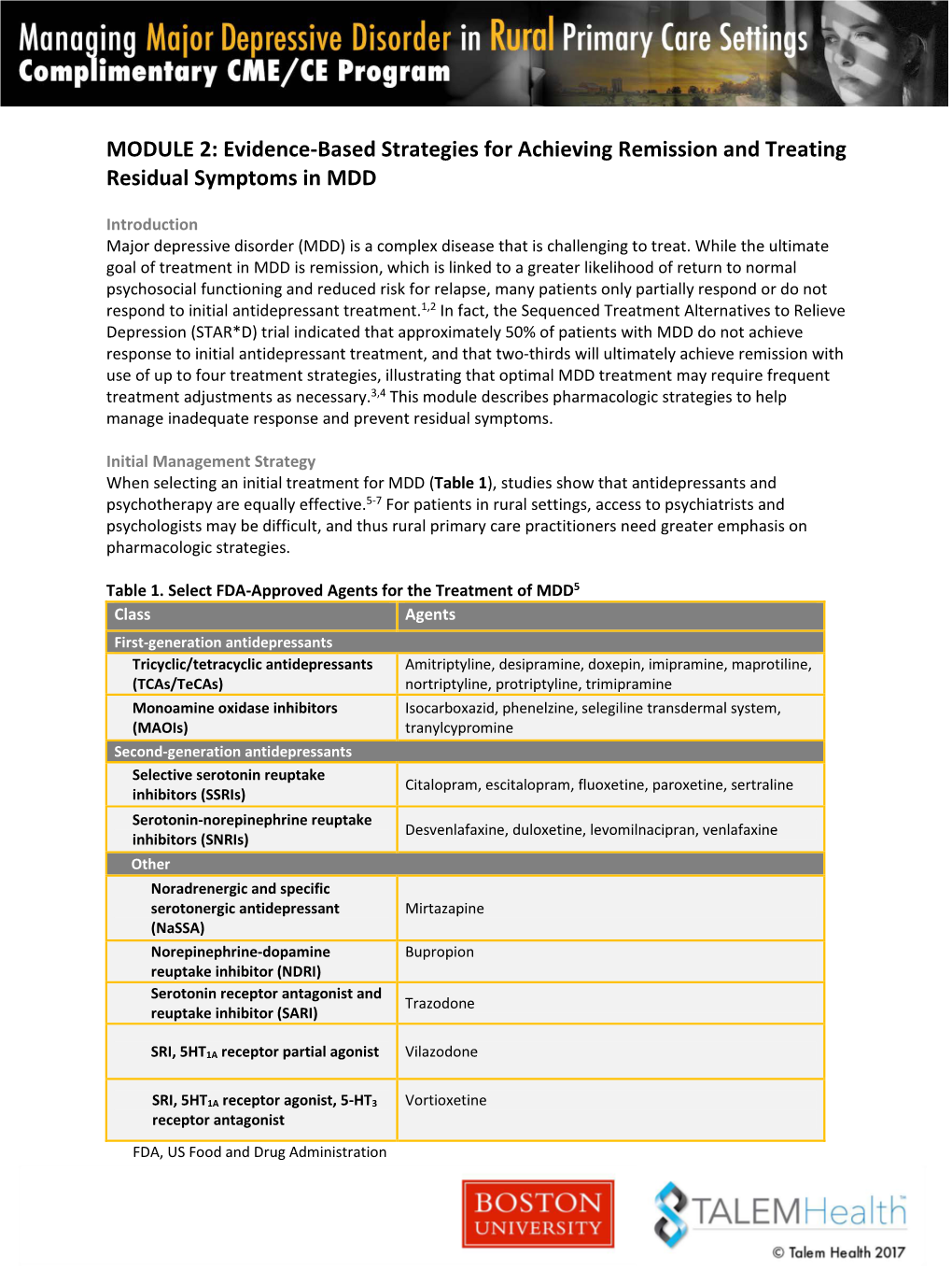 Evidence-Based Strategies for Achieving Remission and Treating Residual Symptoms in MDD