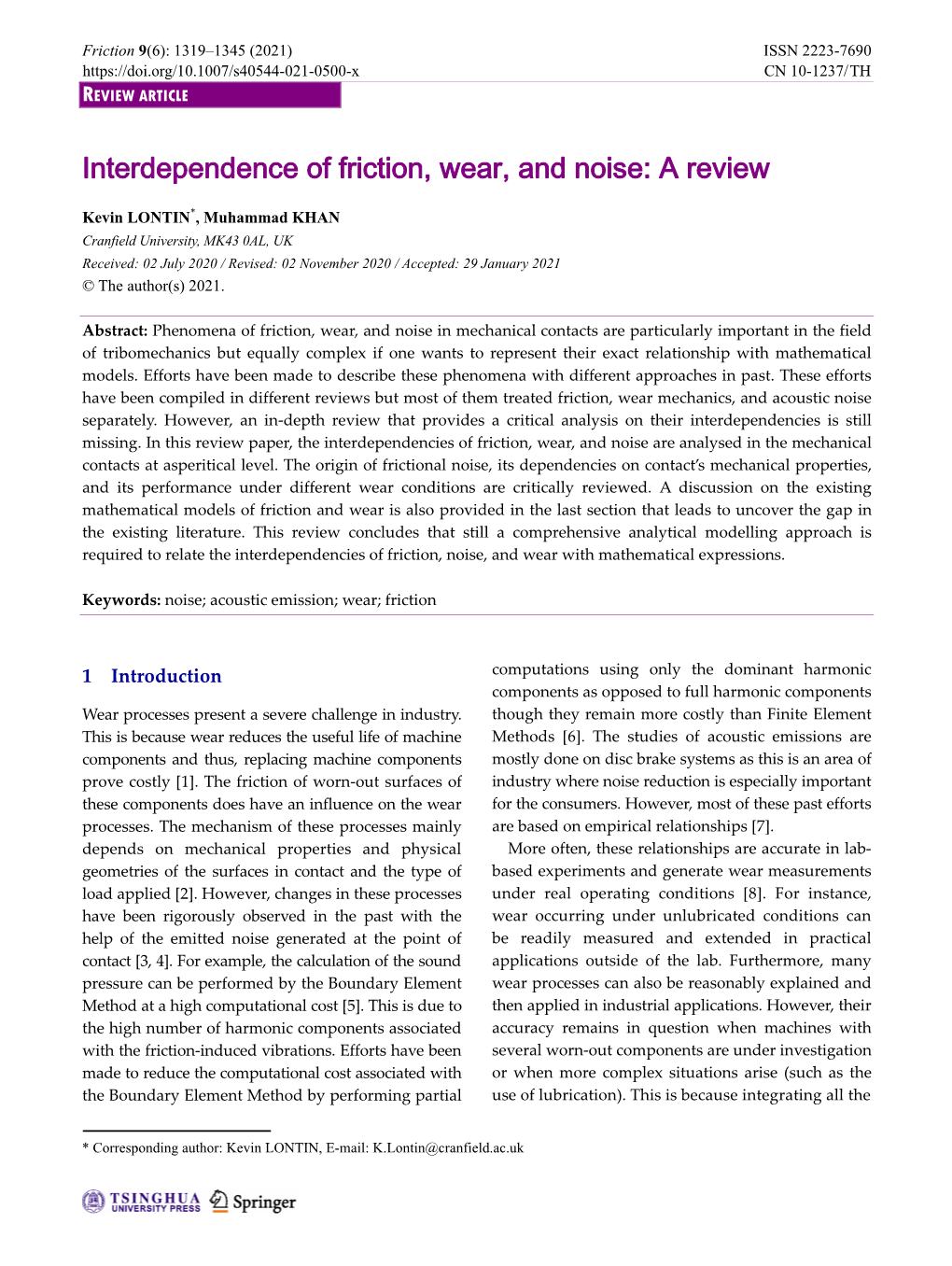 Interdependence of Friction, Wear, and Noise: a Review