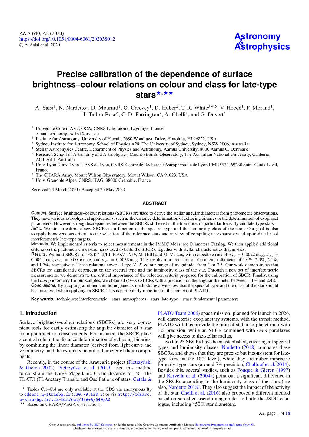 Precise Calibration of the Dependence of Surface Brightness–Colour Relations on Colour and Class for Late-Type Stars?,?? A
