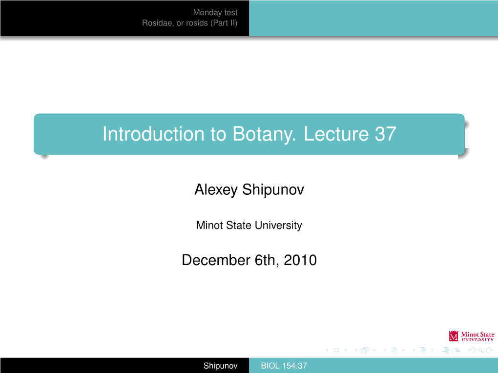 Introduction to Botany. Lecture 37