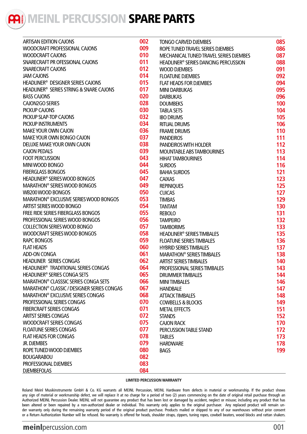 Meinl Percussion Spare Parts