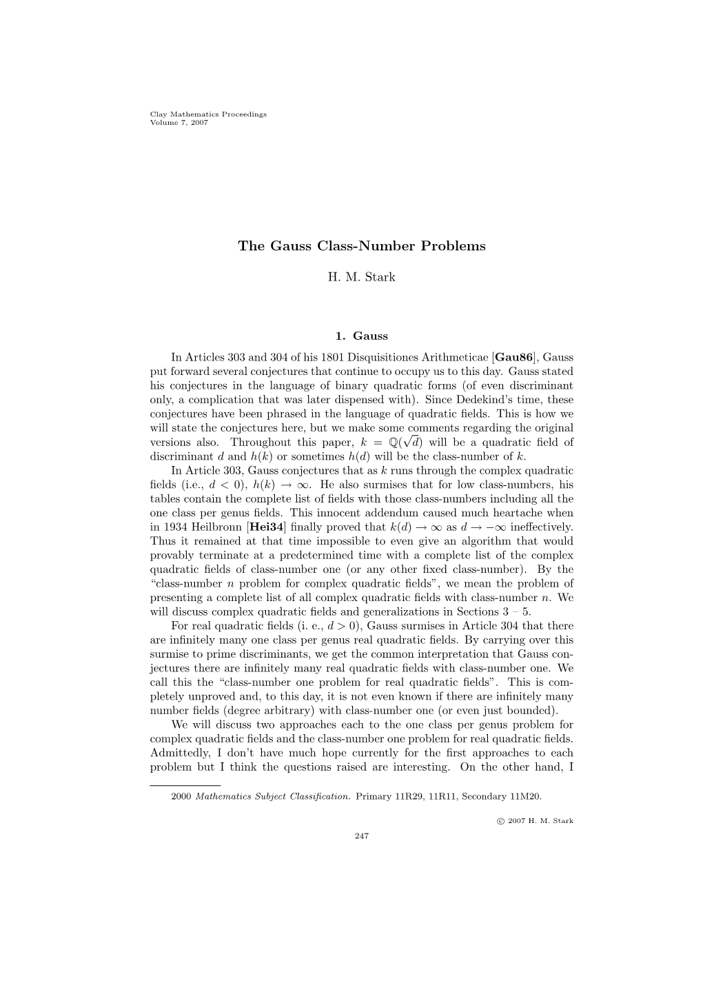 The Gauss Class-Number Problems