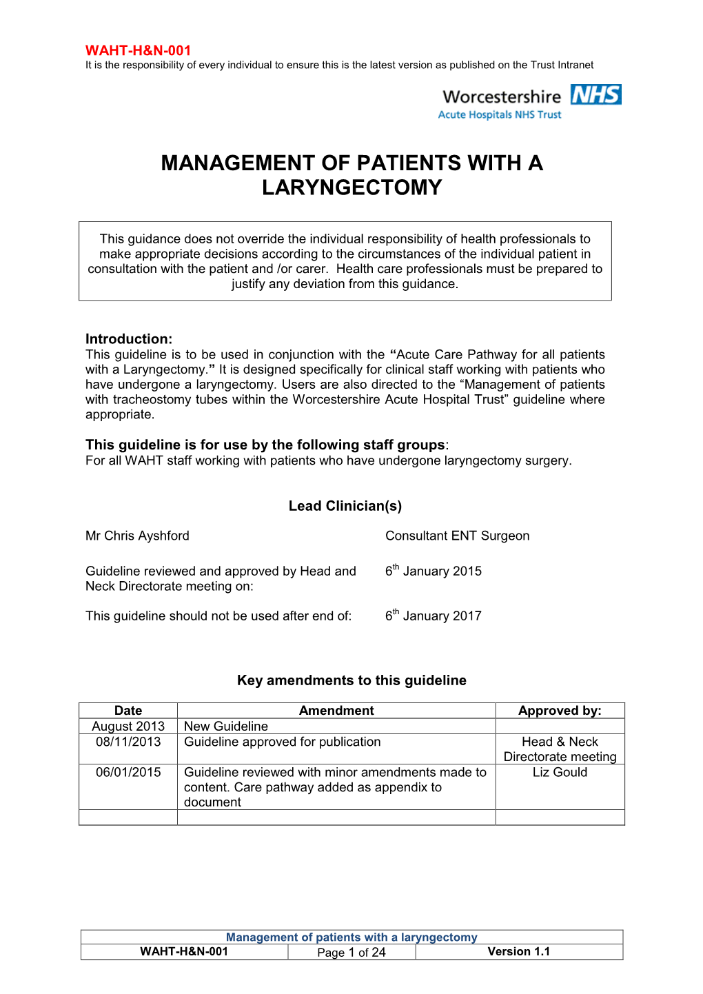 Management of Patients with a Laryngectomy