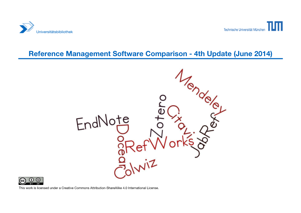 Reference Management Software Comparison - 4Th Update (June 2014)