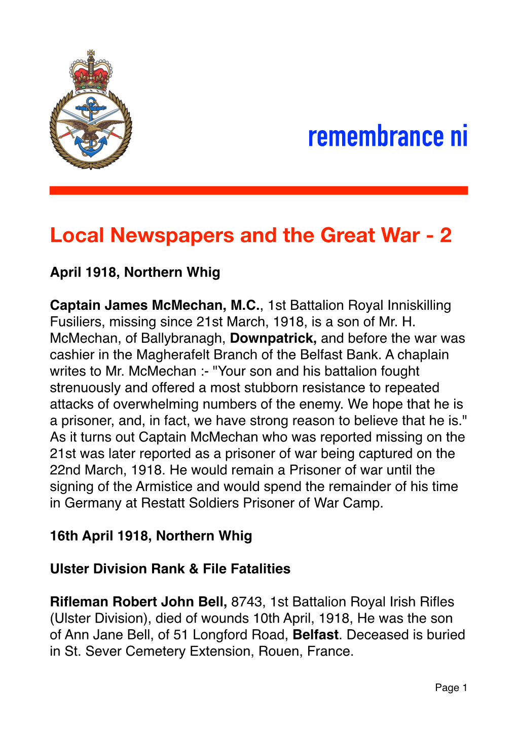 Newspapers and the Great War - 2