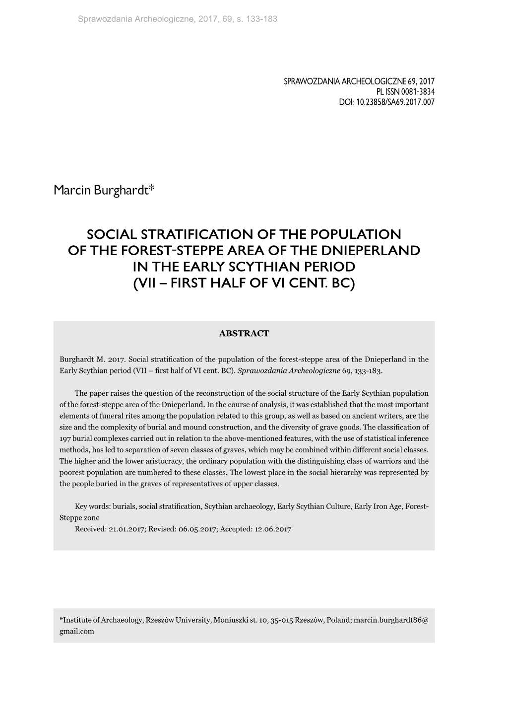 Social Stratifi Cation of the Population of the Forest-Steppe Area Of