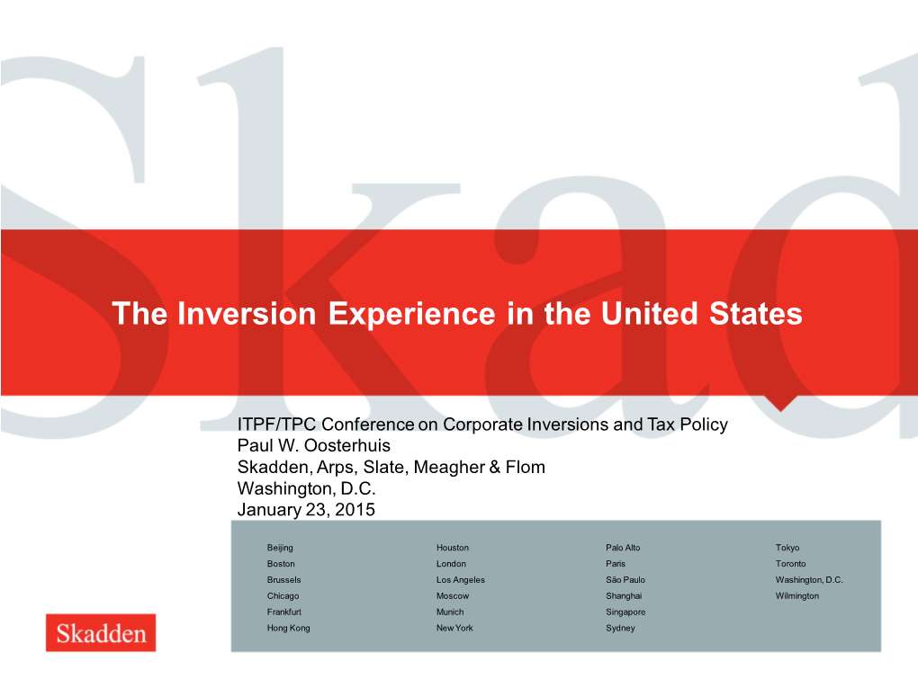 The Inversion Experience in the United States