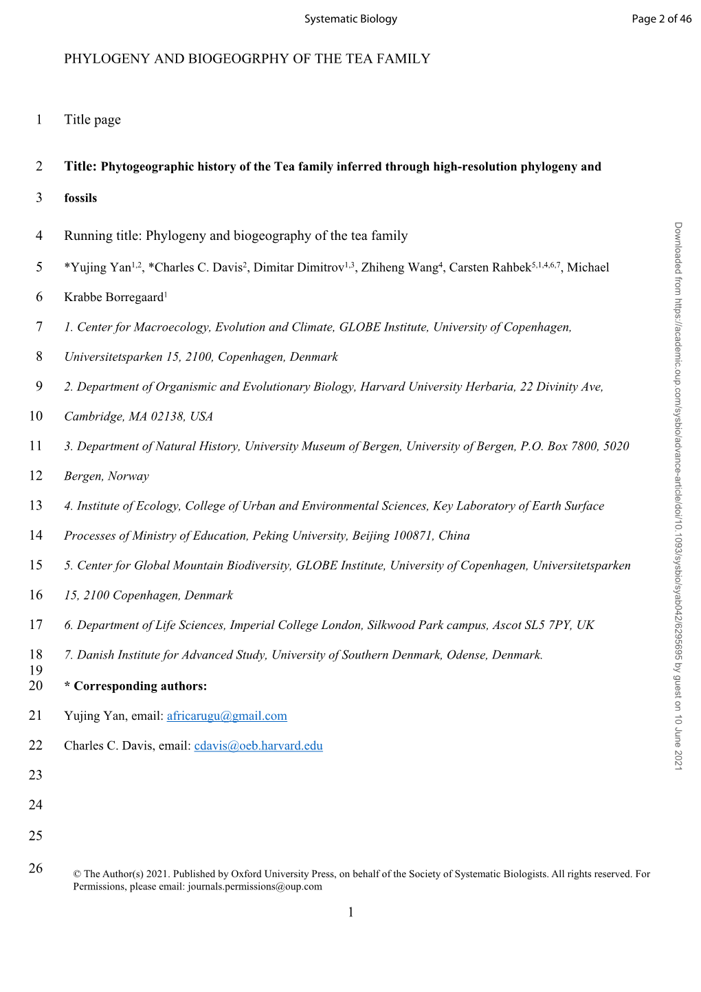 Phylogeny and Biogeography of the Tea Family