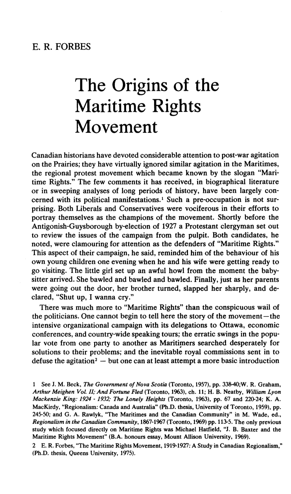 The Origins of the Maritime Rights Movement