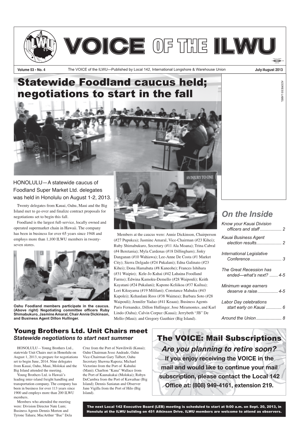 Statewide Foodland Caucus Held; Negotiations to Start in the Fall