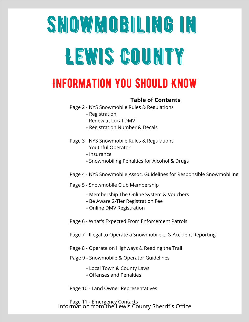 Snowmobile Rules & Regulations - Registration - Renew at Local DMV - Registration Number & Decals