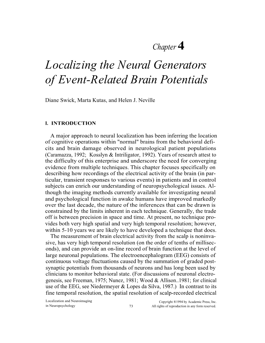 Localizing the Neural Generators of Event-Related Brain Potentials