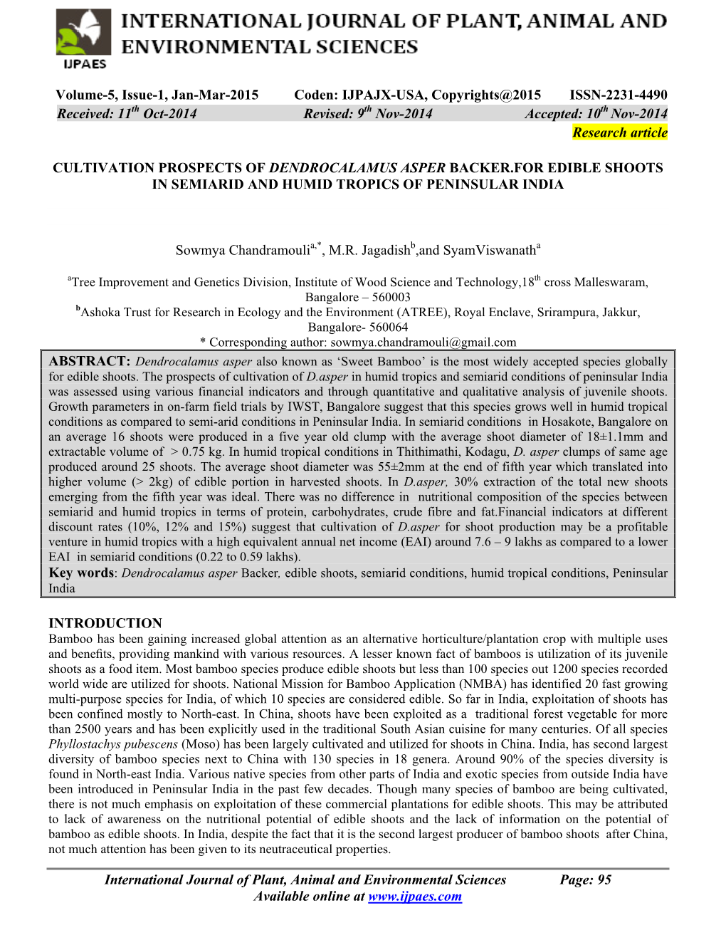 IJPAJX-USA, Copyrights@2015 ISSN-2231-4490 Received: 11Th Oct-2014 Revised: 9Th Nov-2014 Accepted: 10Th Nov-2014 Research Article