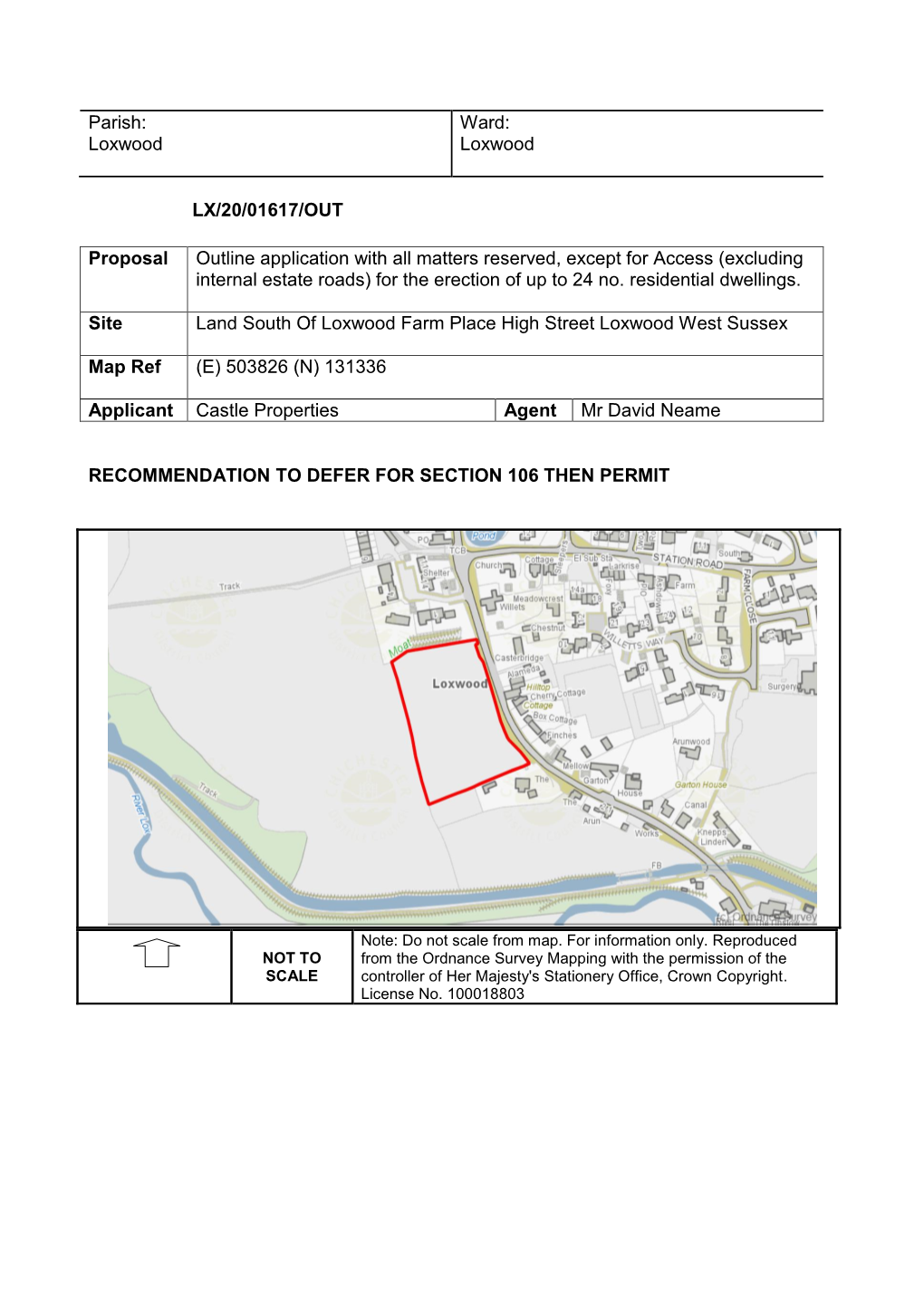 Land South of Loxwood Farm Place, High Street, Loxwood, West Sussex