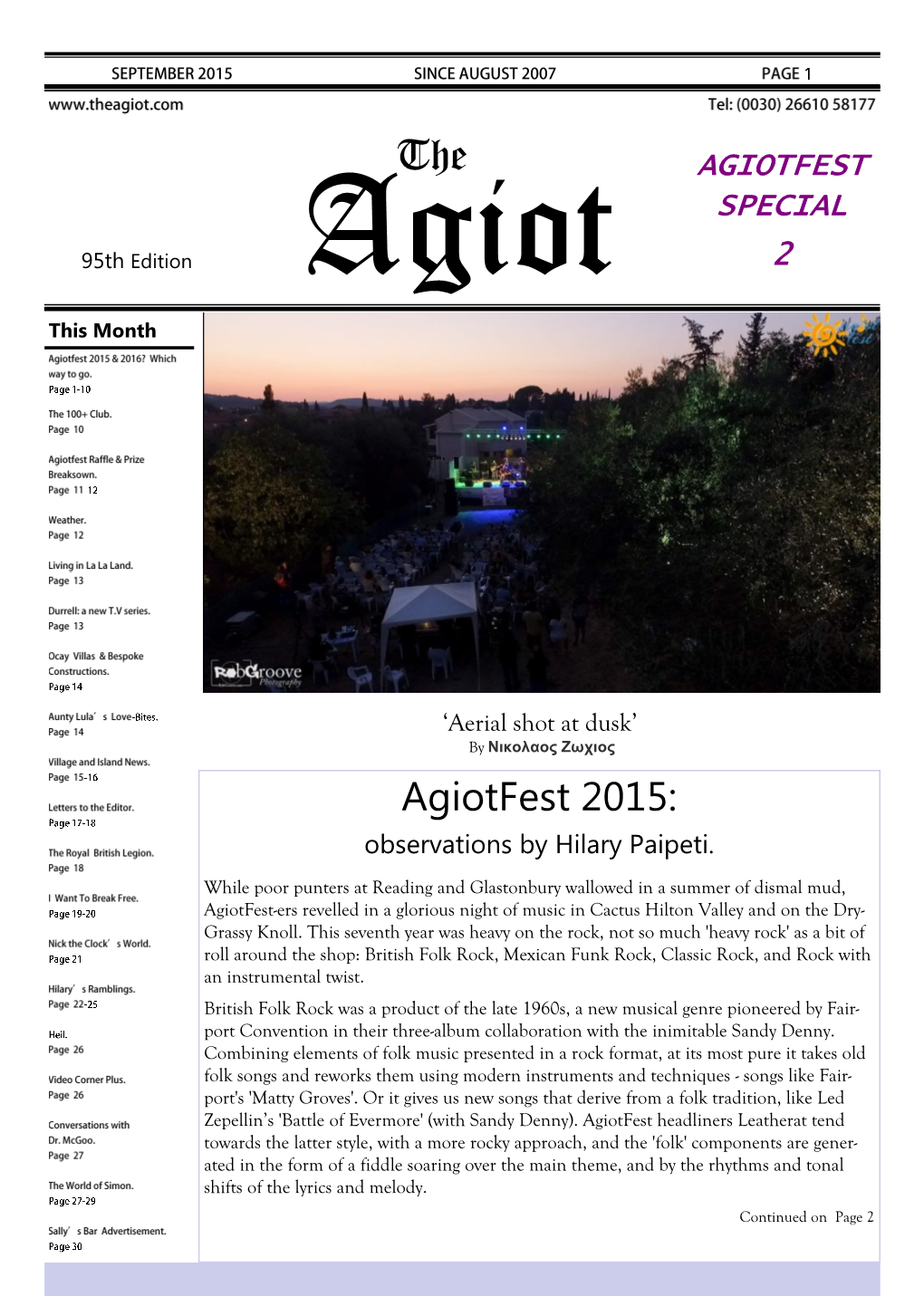Agiotfest 2015: Observations by Hilary Paipeti