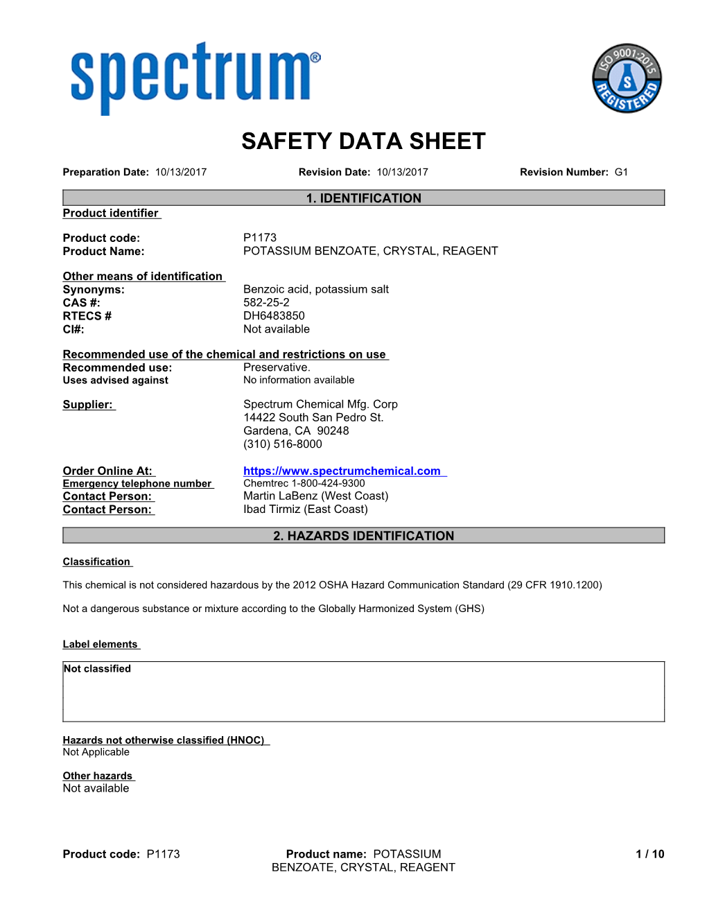 Safety Data Sheet