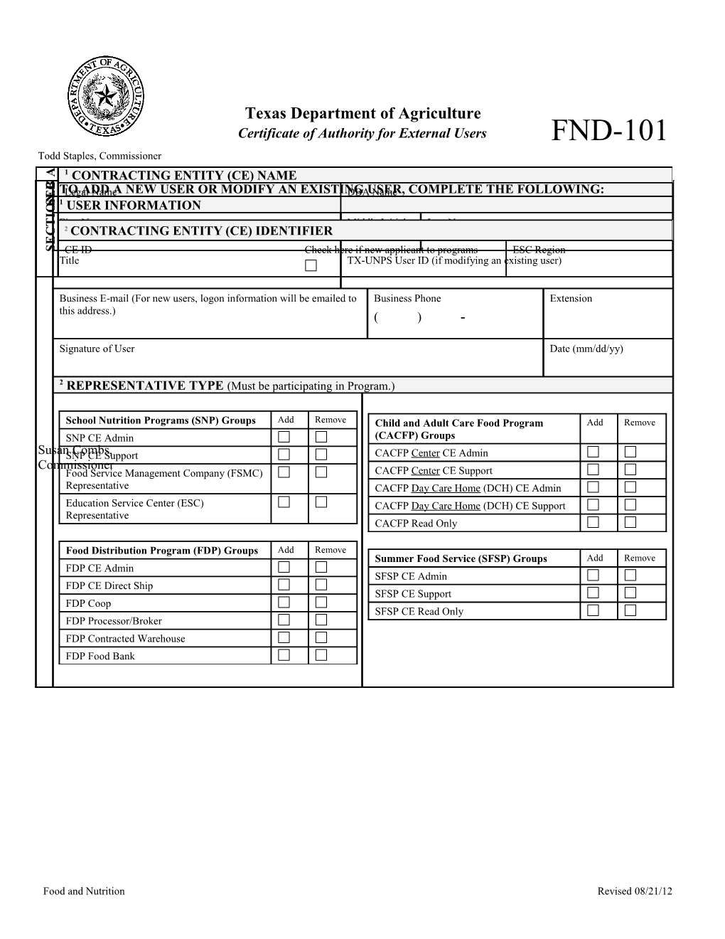 Texas Department of Agriculture s1