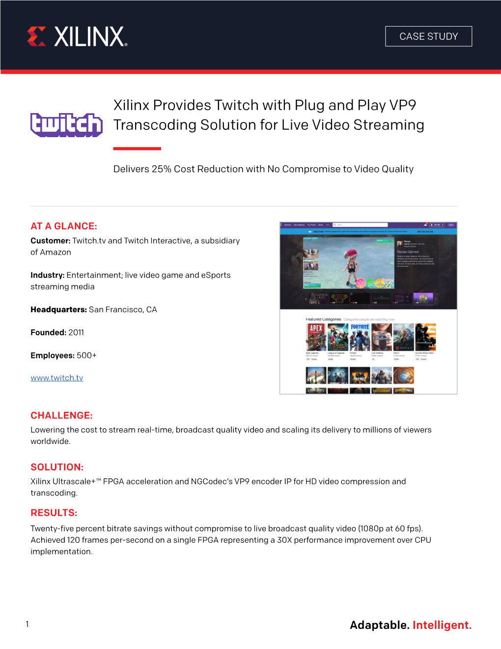 Xilinx Provides Twitch with Plug and Play VP9 Transcoding Solution for Live Video Streaming