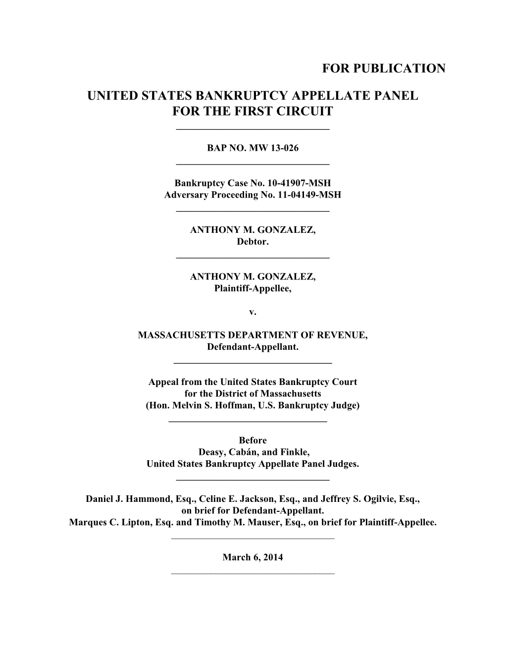 For Publication United States Bankruptcy Appellate