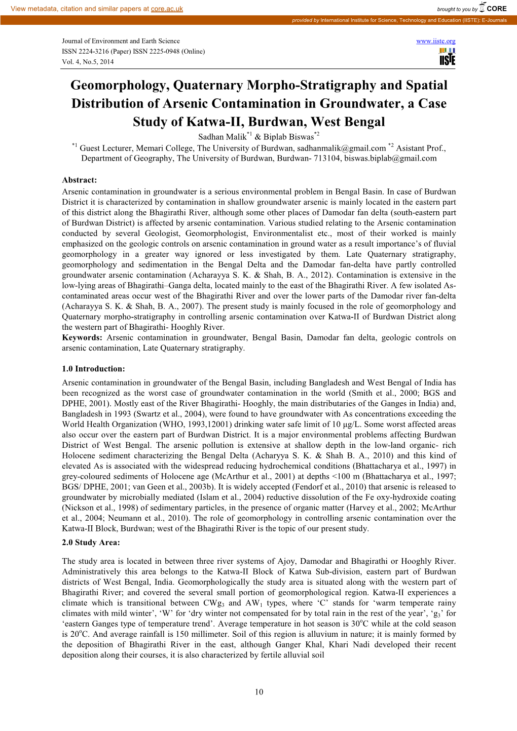 Geomorphology, Quaternary Morpho-Stratigraphy and Spatial