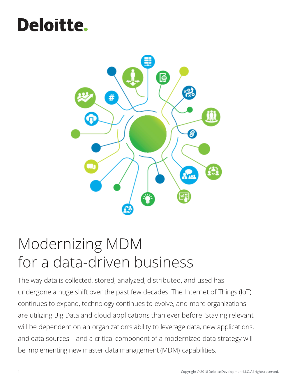 Modernizing MDM for a Data-Driven Business the Way Data Is Collected, Stored, Analyzed, Distributed, and Used Has Undergone a Huge Shift Over the Past Few Decades