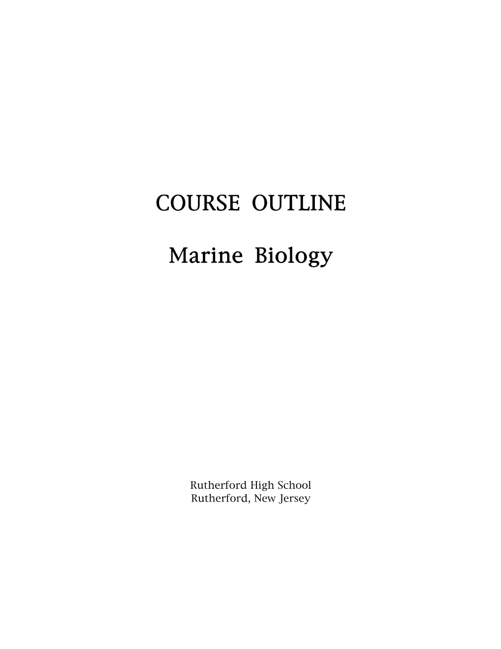 COURSE OUTLINE Marine Biology