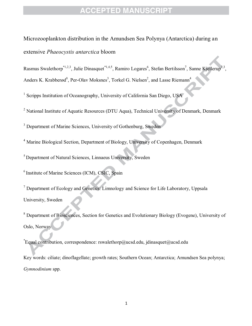 Microzooplankton Distribution in the Amundsen Sea Polynya (Antarctica) During an Extensive Phaeocystis Antarctica Bloom