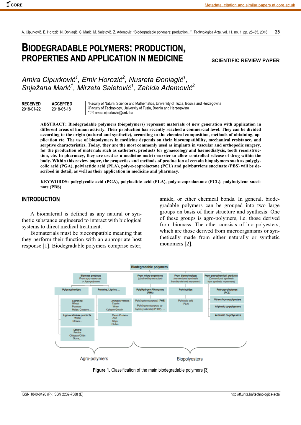 Biodegradable Polymers: Production...”, Technologica Acta, Vol