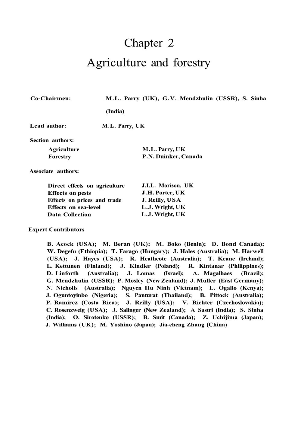 Chapter 2 Agriculture and Forestry