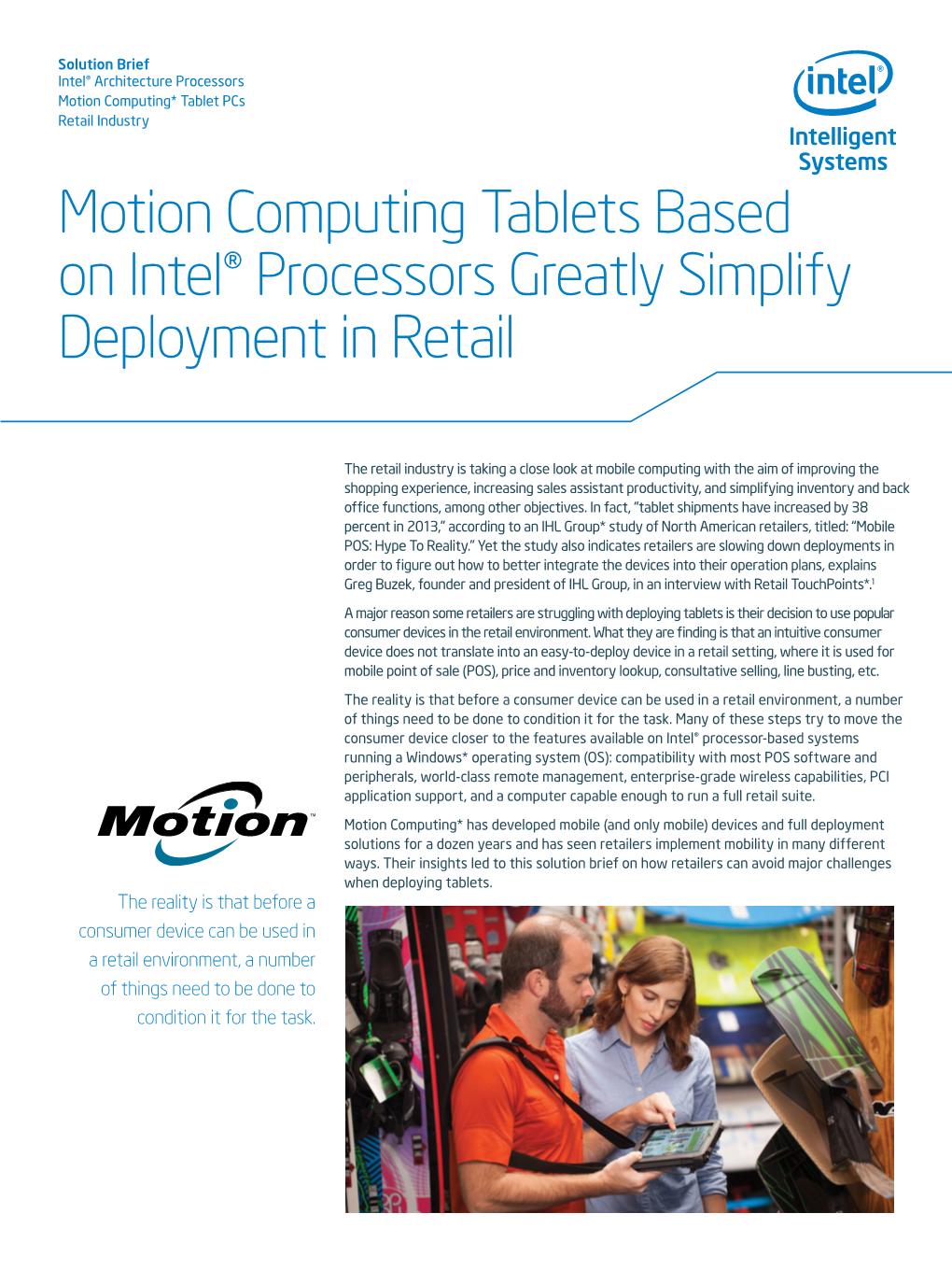 Motion Computing Tablets Based on Intel® Processors Greatly Simplify Deployment in Retail