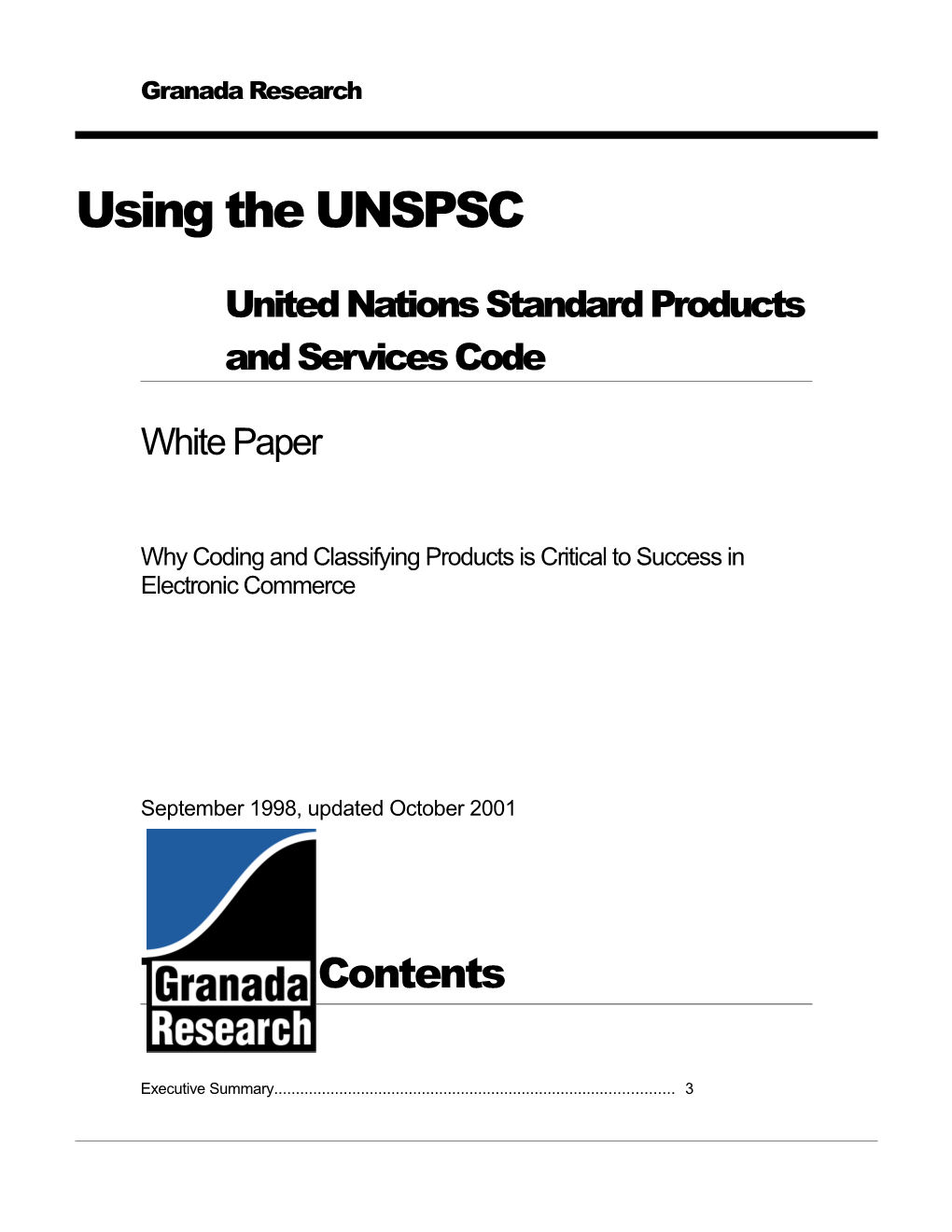 Granada Research Product Classification Using the Unpsc