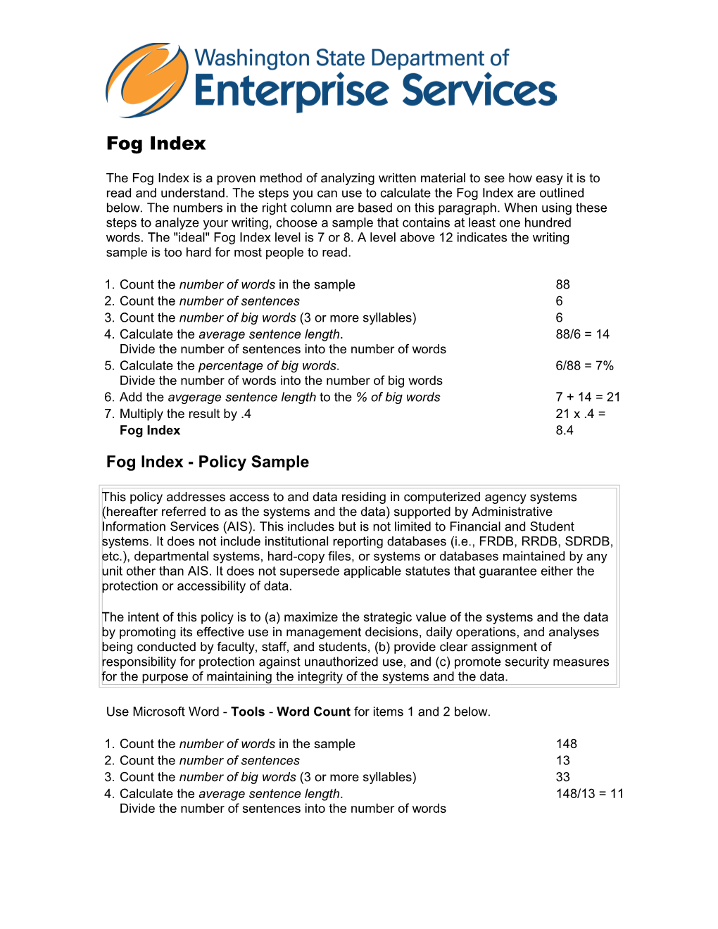 The Fog Index Is a Proven Method of Analyzing Written Material to See How Easy It Is To