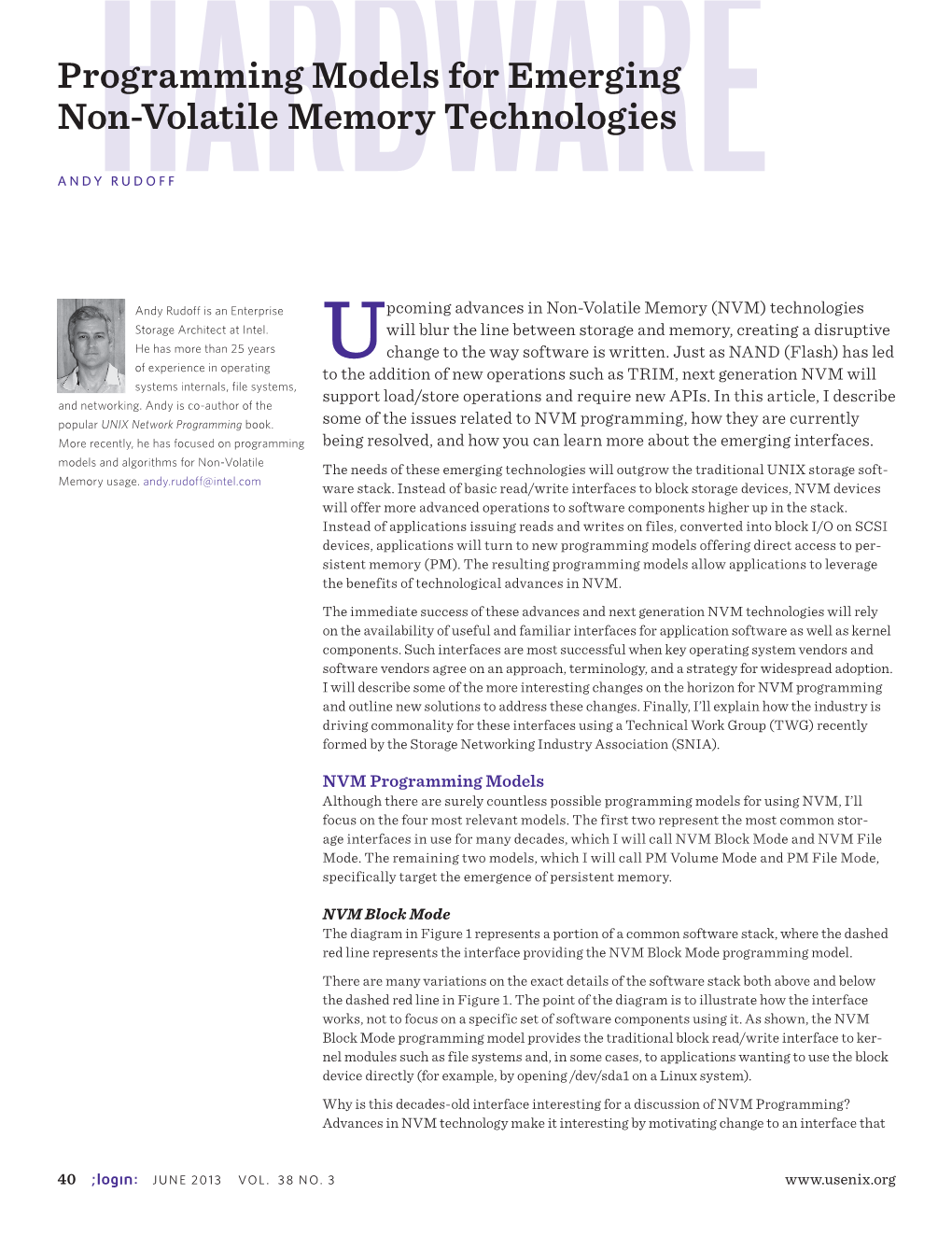 Programming Models for Emerging Non-Volatile Memory Technologies ANDYHARDWARE RUDOFF