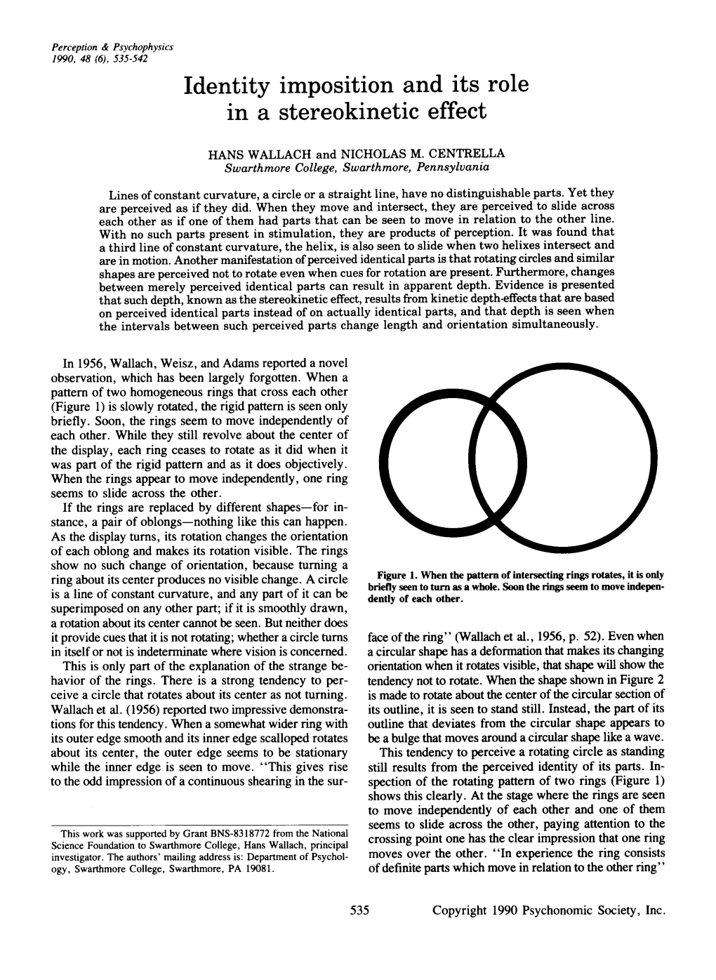 Identity Imposition and Its Role in a Stereokinetic Effect