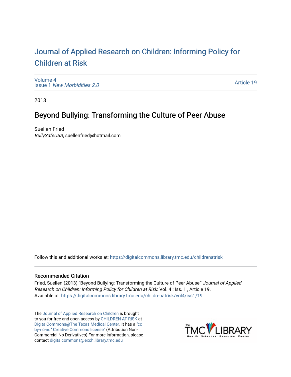 Beyond Bullying: Transforming the Culture of Peer Abuse