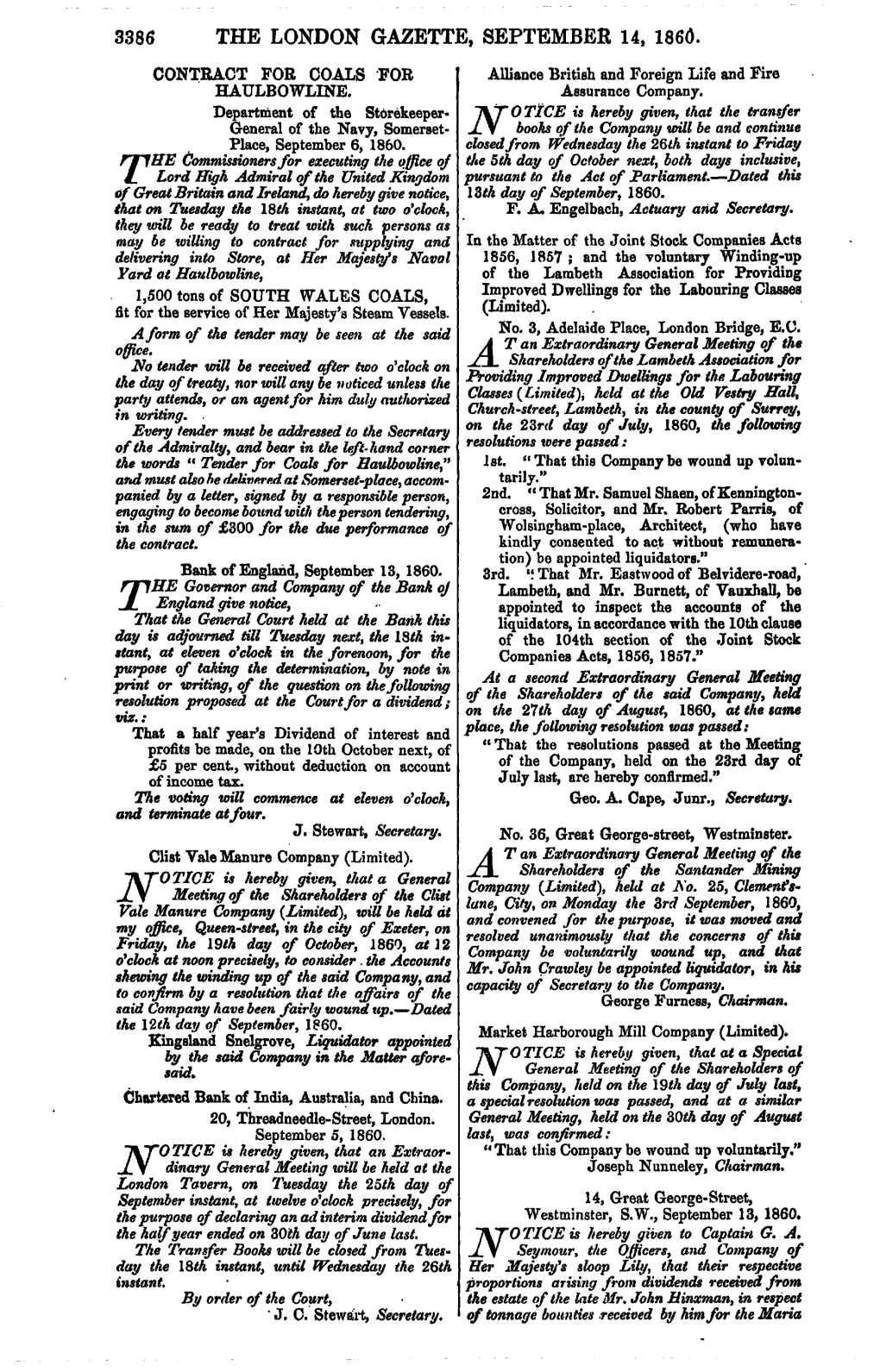 The London Gazette, September 14, I860